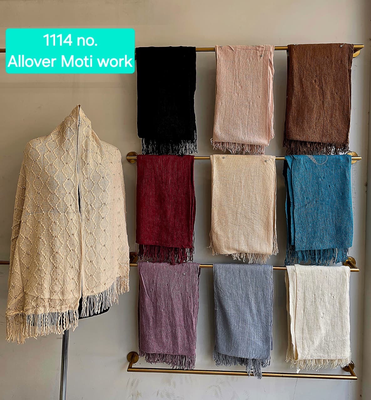 Allover Moti Work Shawl view 2