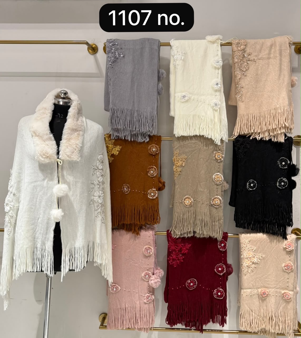 Embroidered Wool & Cotton Shawl view 2