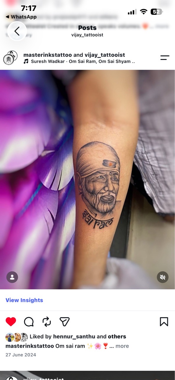 Sai Baba Portrait Tattoo