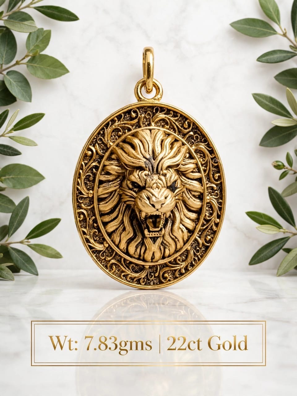 Lion Pendant 22ct Gold view 2