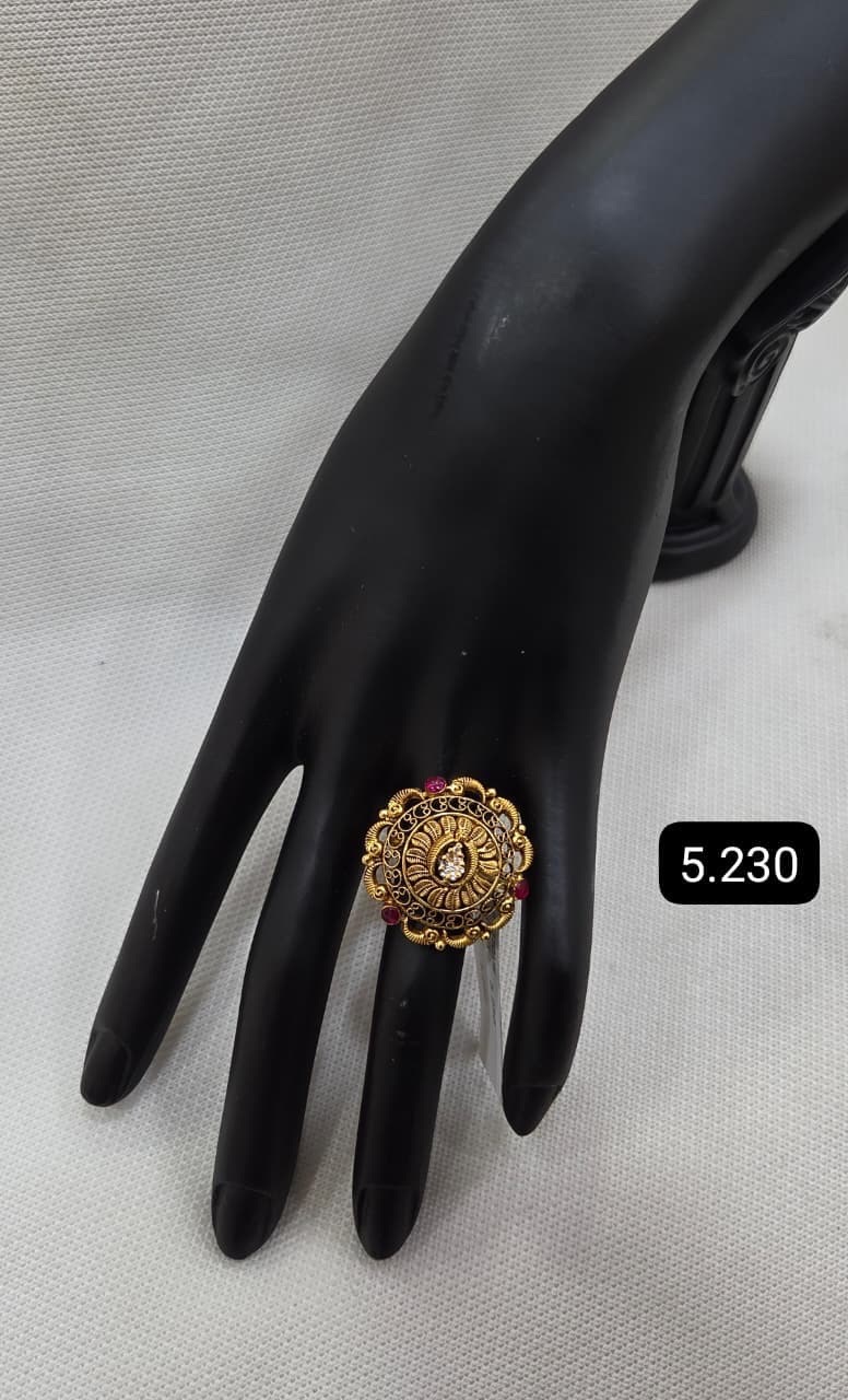 Gold Ring with Green Stone view 3