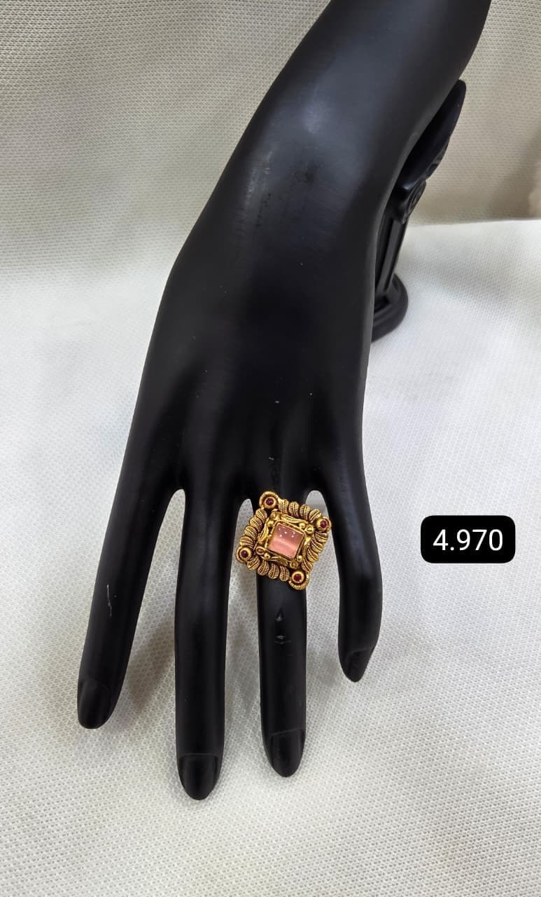 Gold Ring with Green Stone view 5