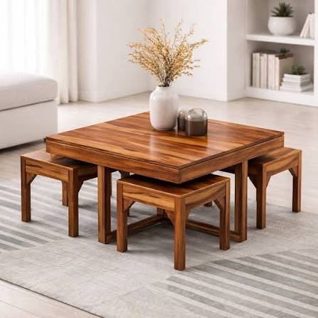 Wooden Coffee Table Set view 2