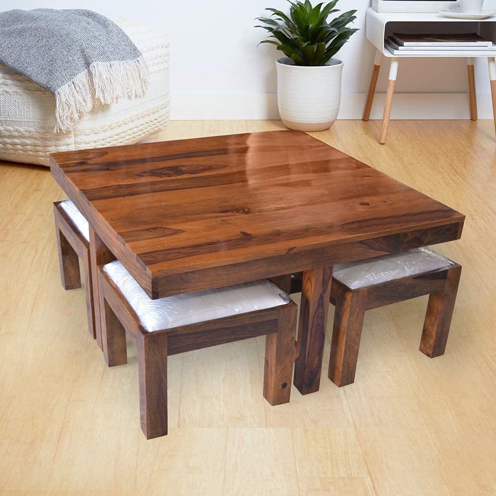 Wooden Coffee Table Set view 3