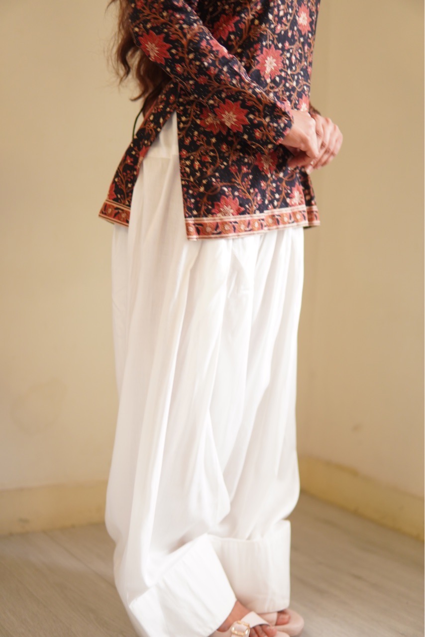Black Ajrak Print Halter Neck Kurti view 6
