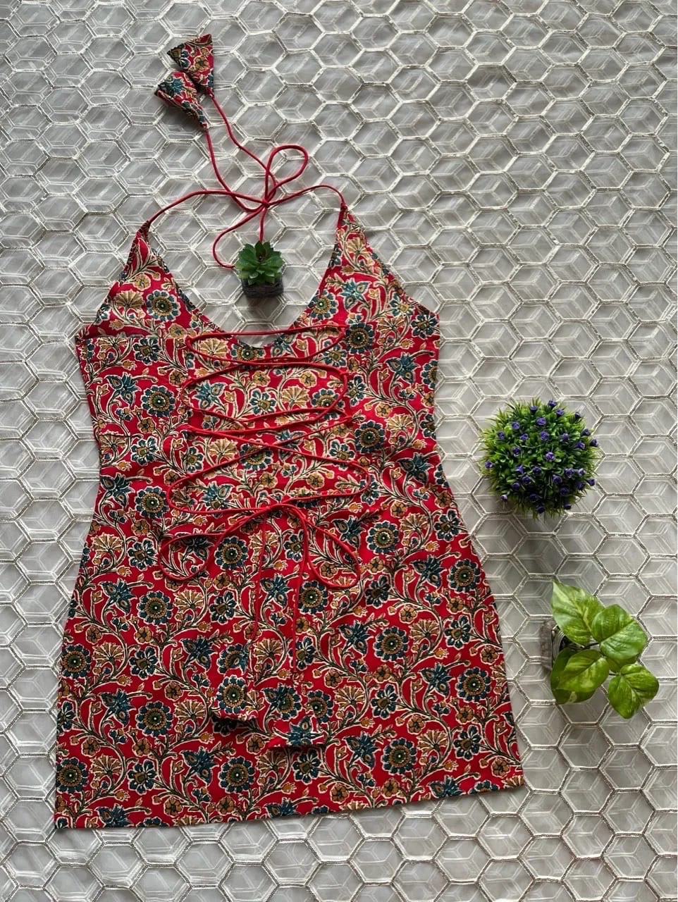 Floral Halter Neck Kurti view 7