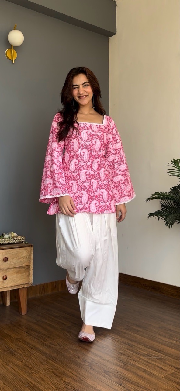 Floral Tie-up bell sleeves Kurti view 5