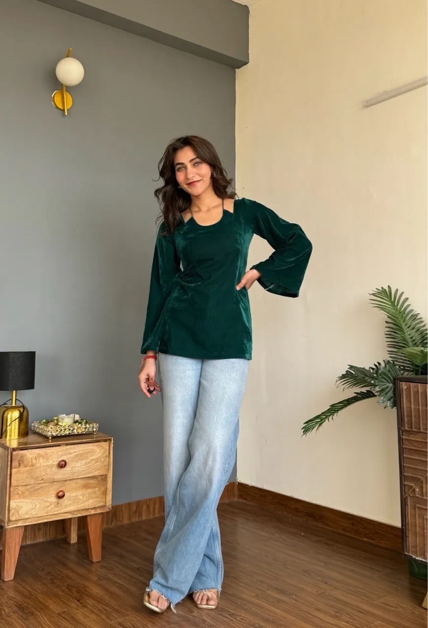 Velvet Halter Neck Kurti view 5