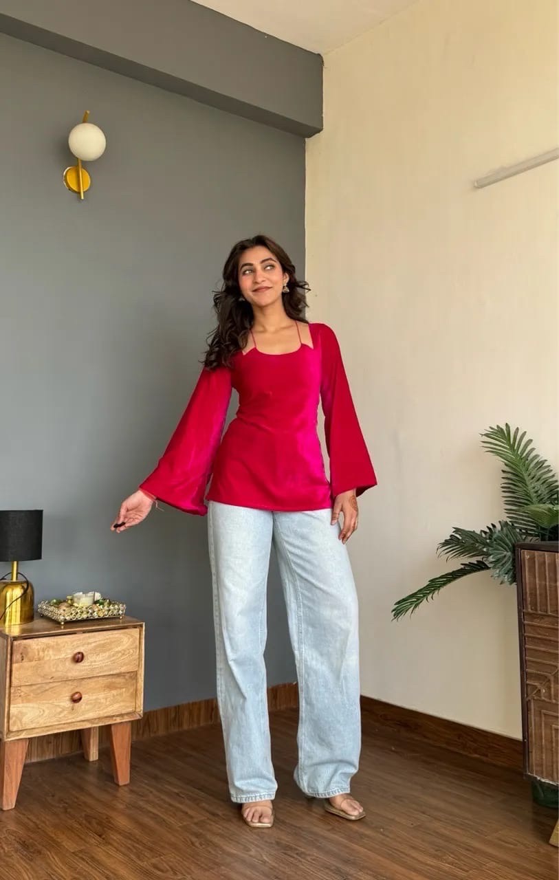 Velvet Halter Neck Kurti view 3