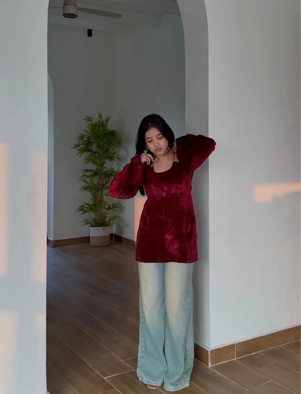 Velvet Halter Neck Kurti view 6