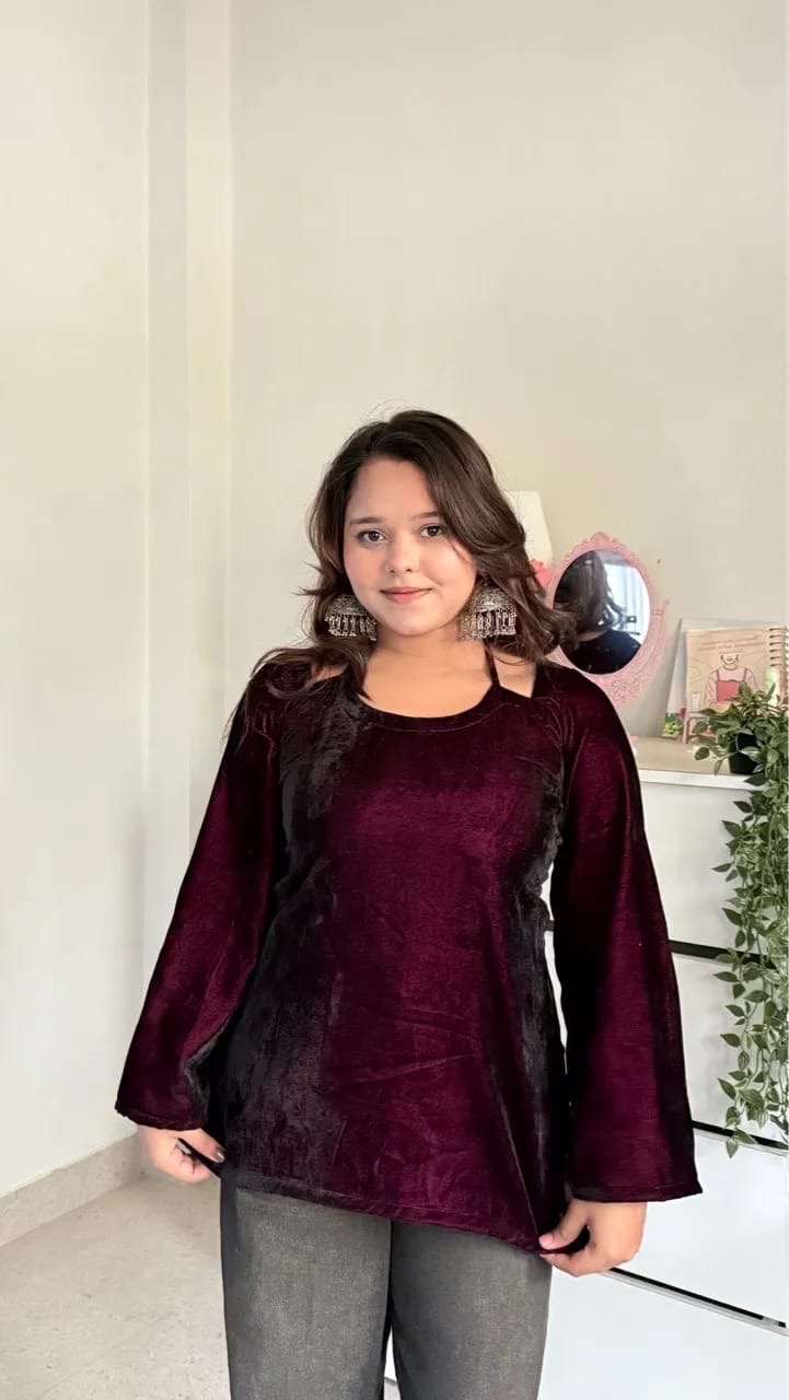 Velvet Halter Neck Kurti view 8