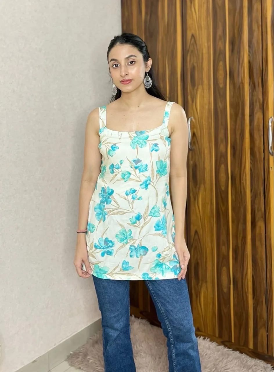 Floral Tassel Kurti view 4