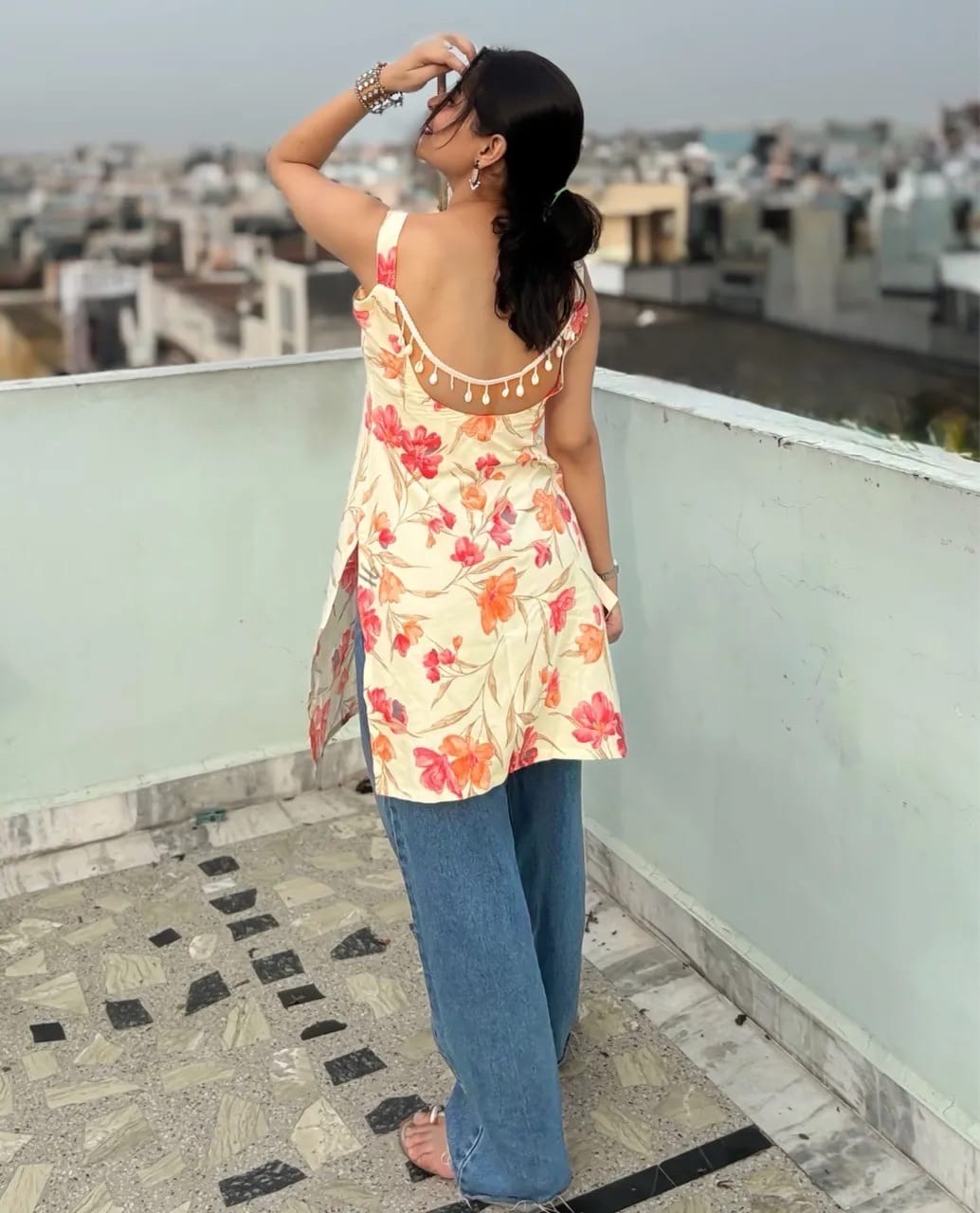 Floral Tassel Kurti view 9