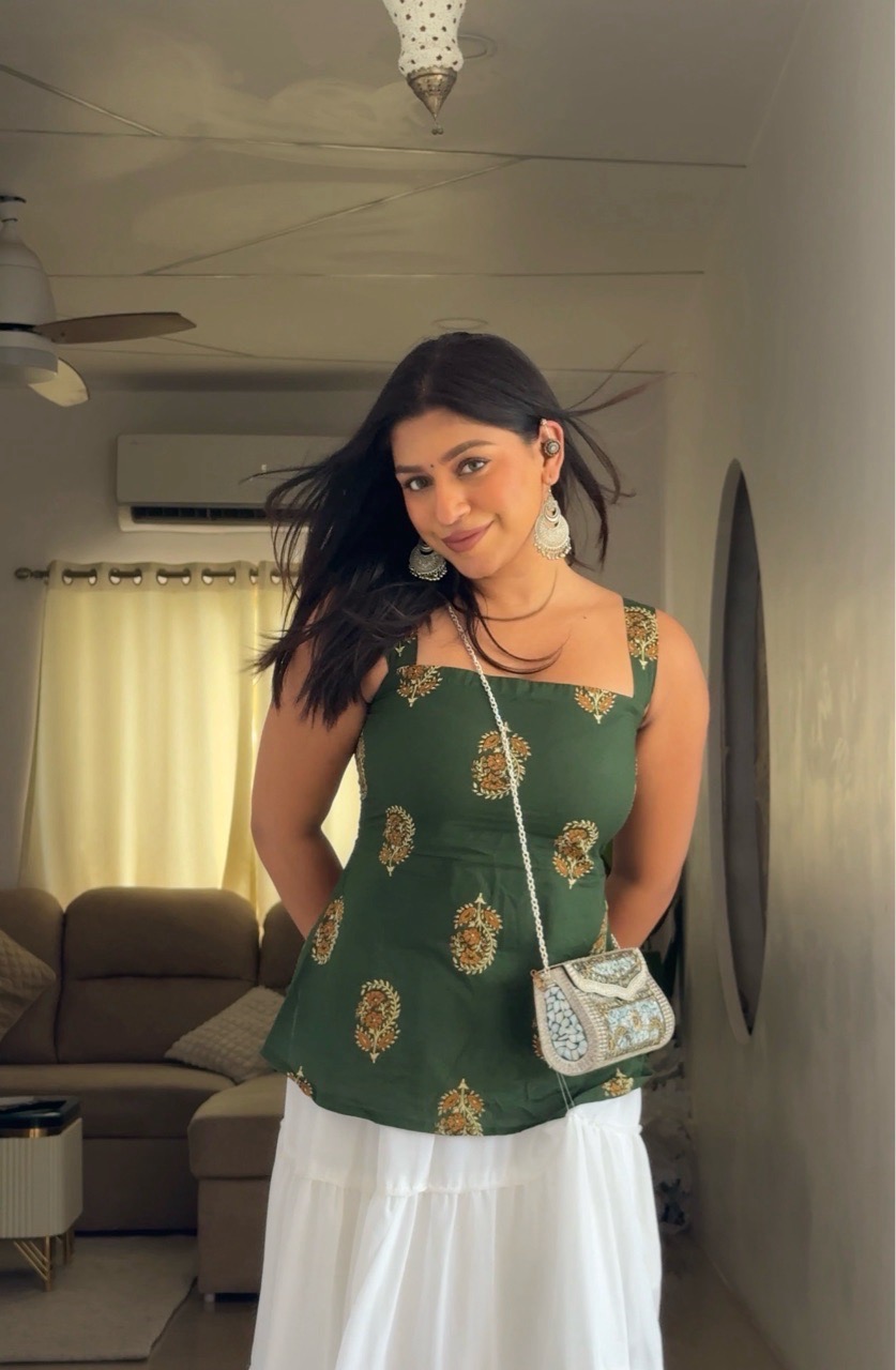 Ajrak Print Backless Top view 5