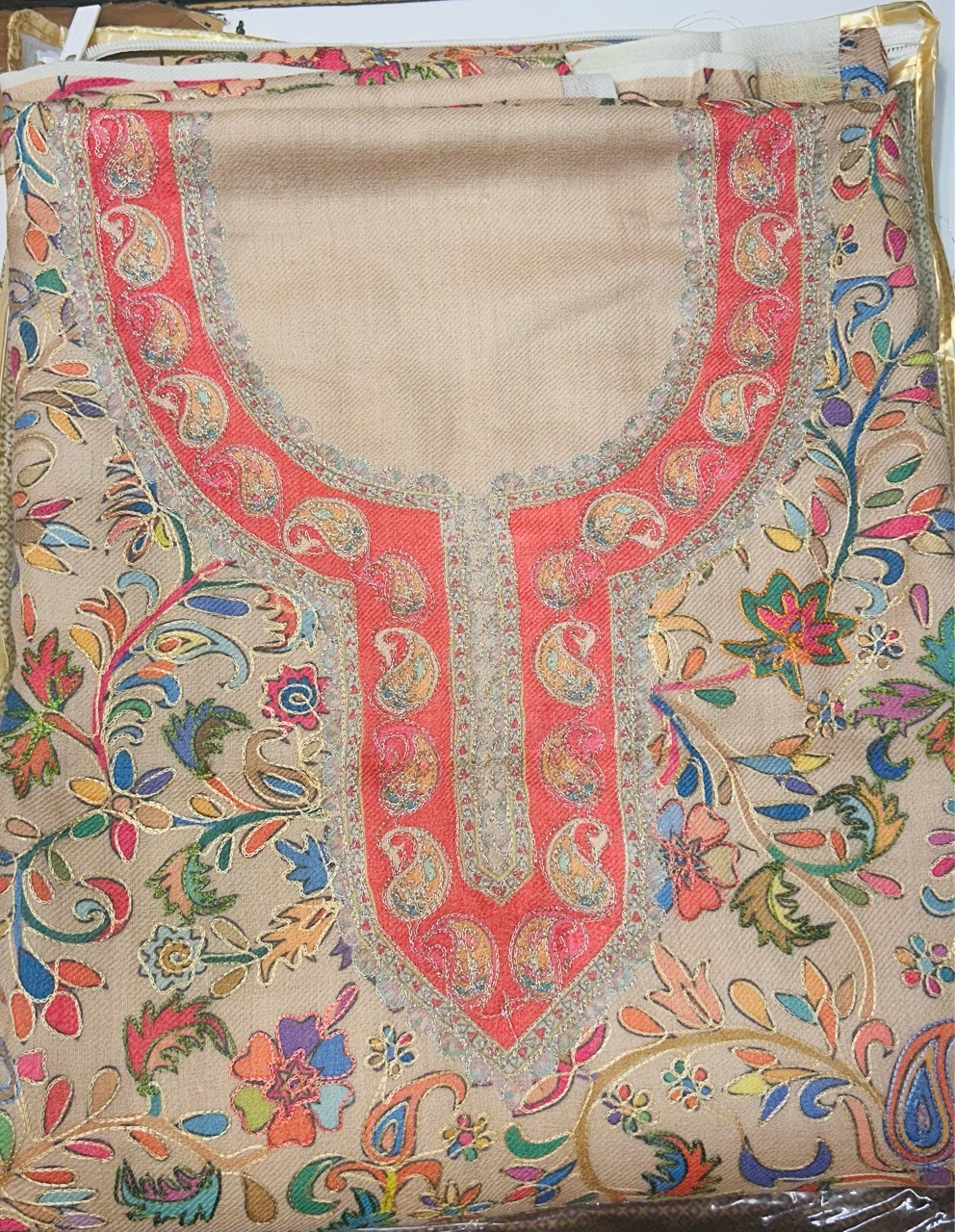 Embroidered Wool & Cotton Shawl view 2