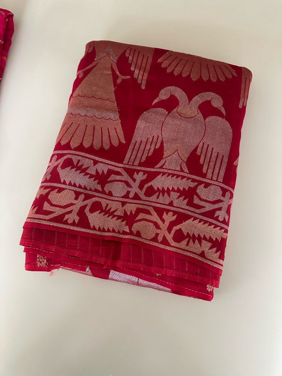 Red Traditional Saree view 2
