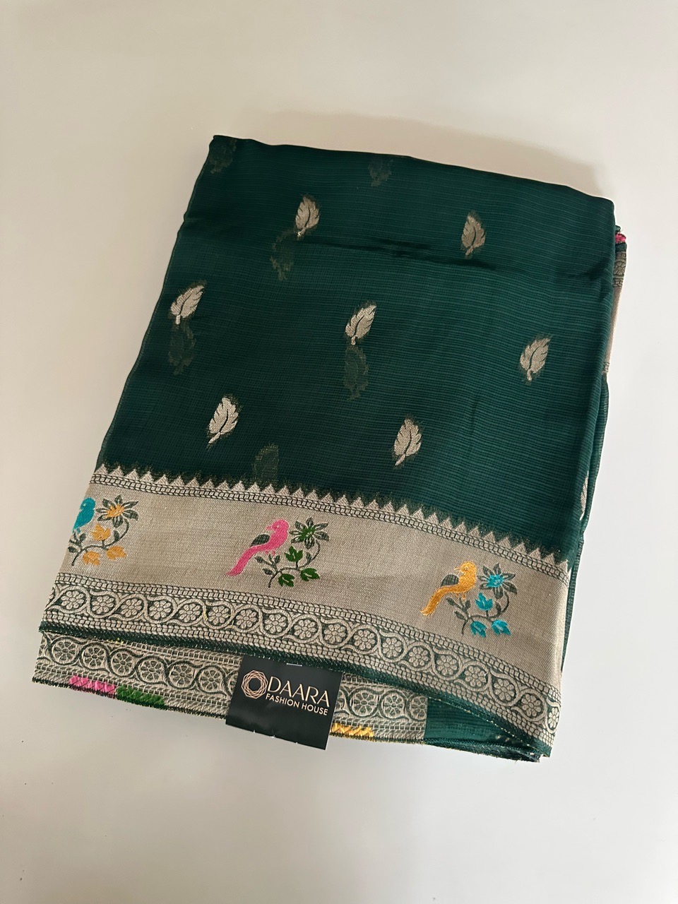 Green Embroidered Saree view 2