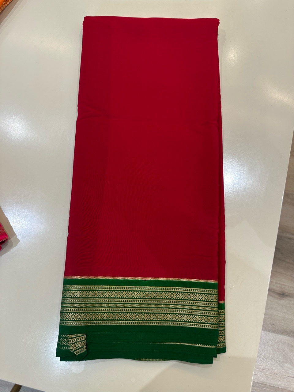 Red Traditional Saree view 2