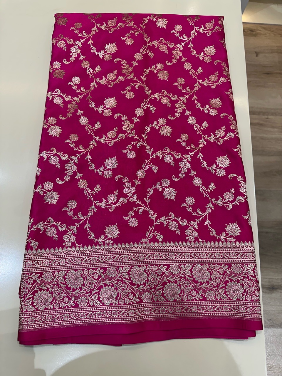 Pink Embroidered Saree view 2