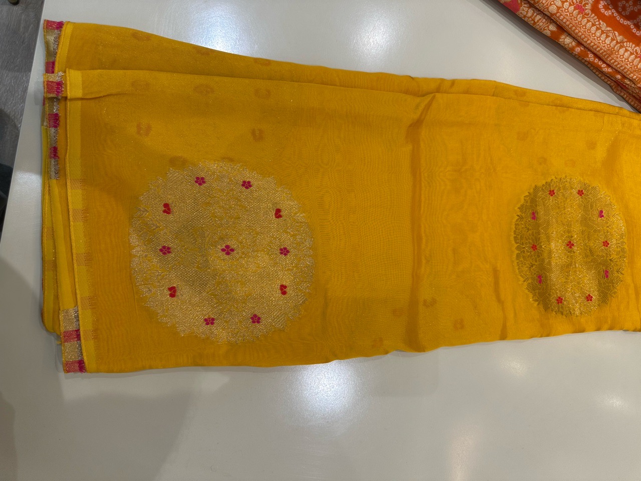 Yellow Embroidered Dupatta view 2
