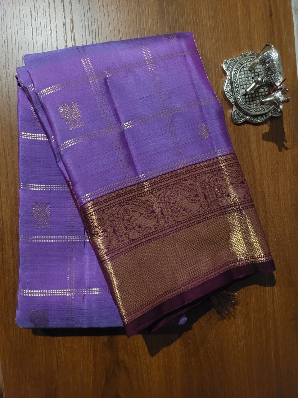 Purple Silk Saree view 2