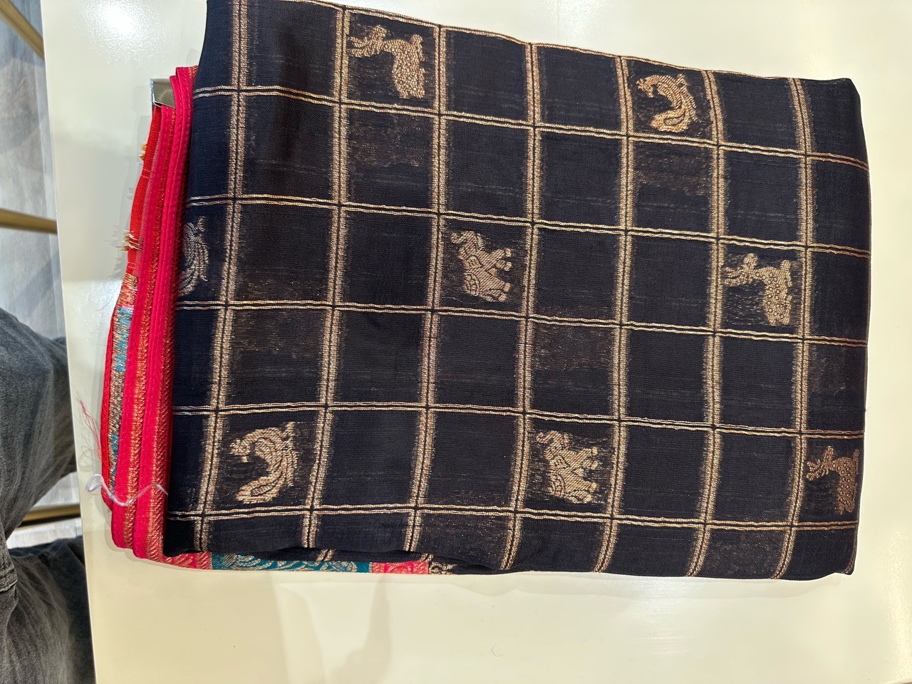 Black and Gold Designer Saree view 2