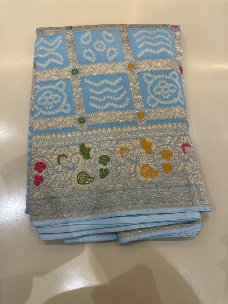 Blue Embroidered Saree view 2