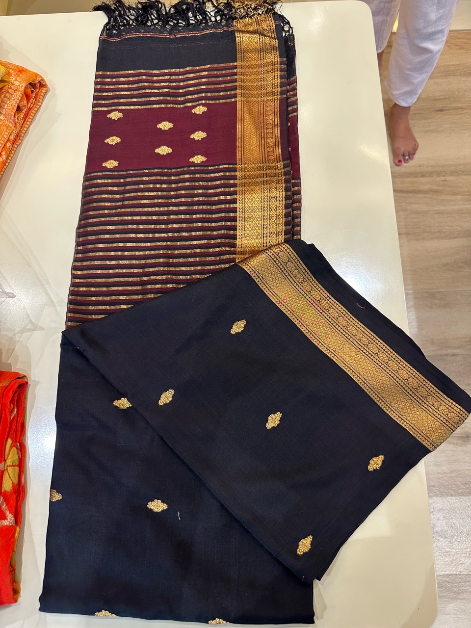 Elegant Black and Maroon Dupatta view 2