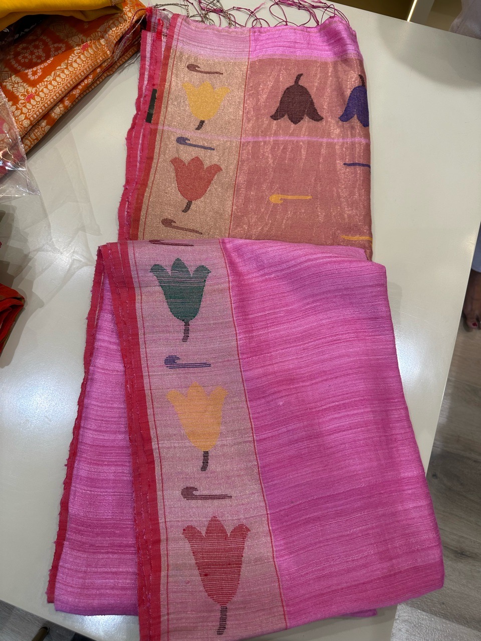Pink Floral Cotton Dupatta view 2
