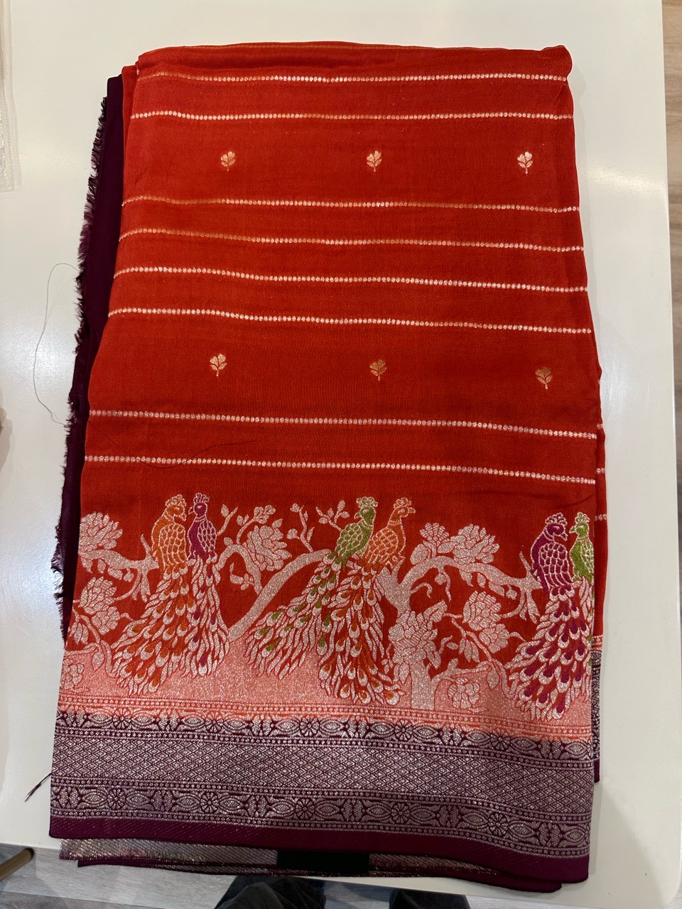 Embroidered Peacock Saree view 2