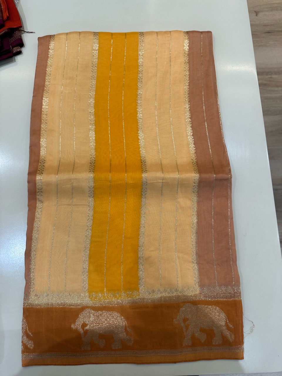 Saree with Elephant Motif view 2