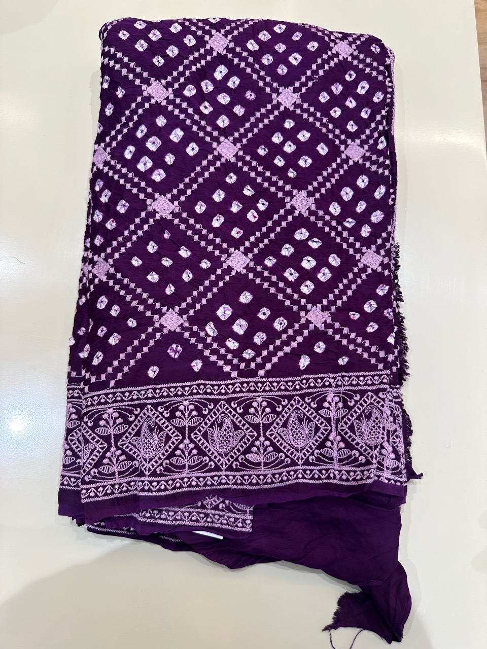 Purple Embroidered Saree view 2