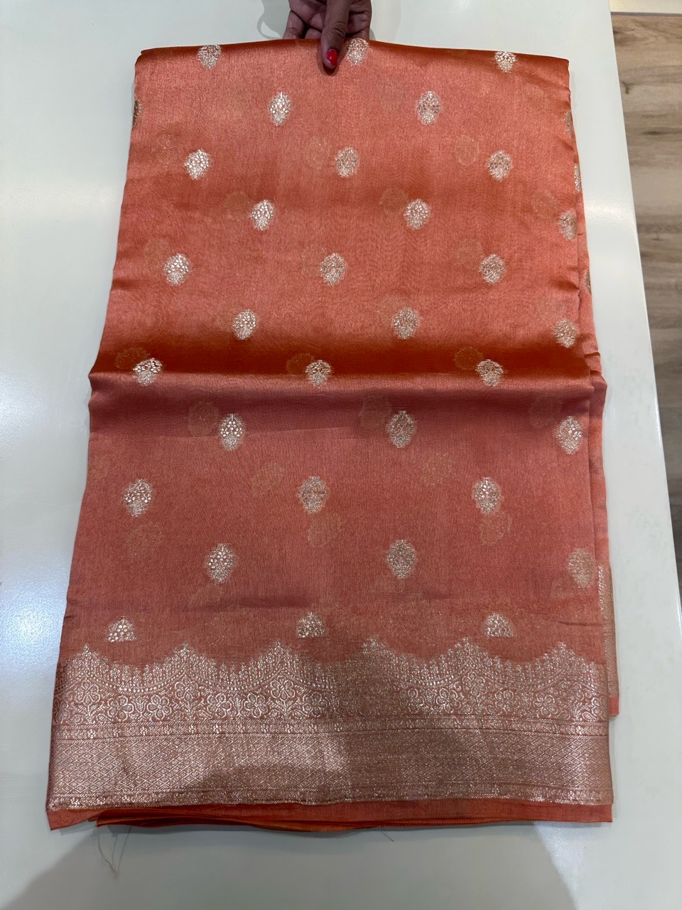 Elegant Orange Saree view 2