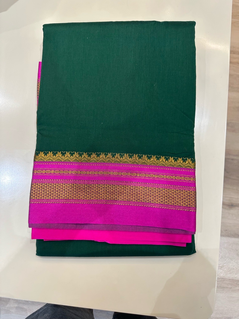 Green and Pink Saree view 2