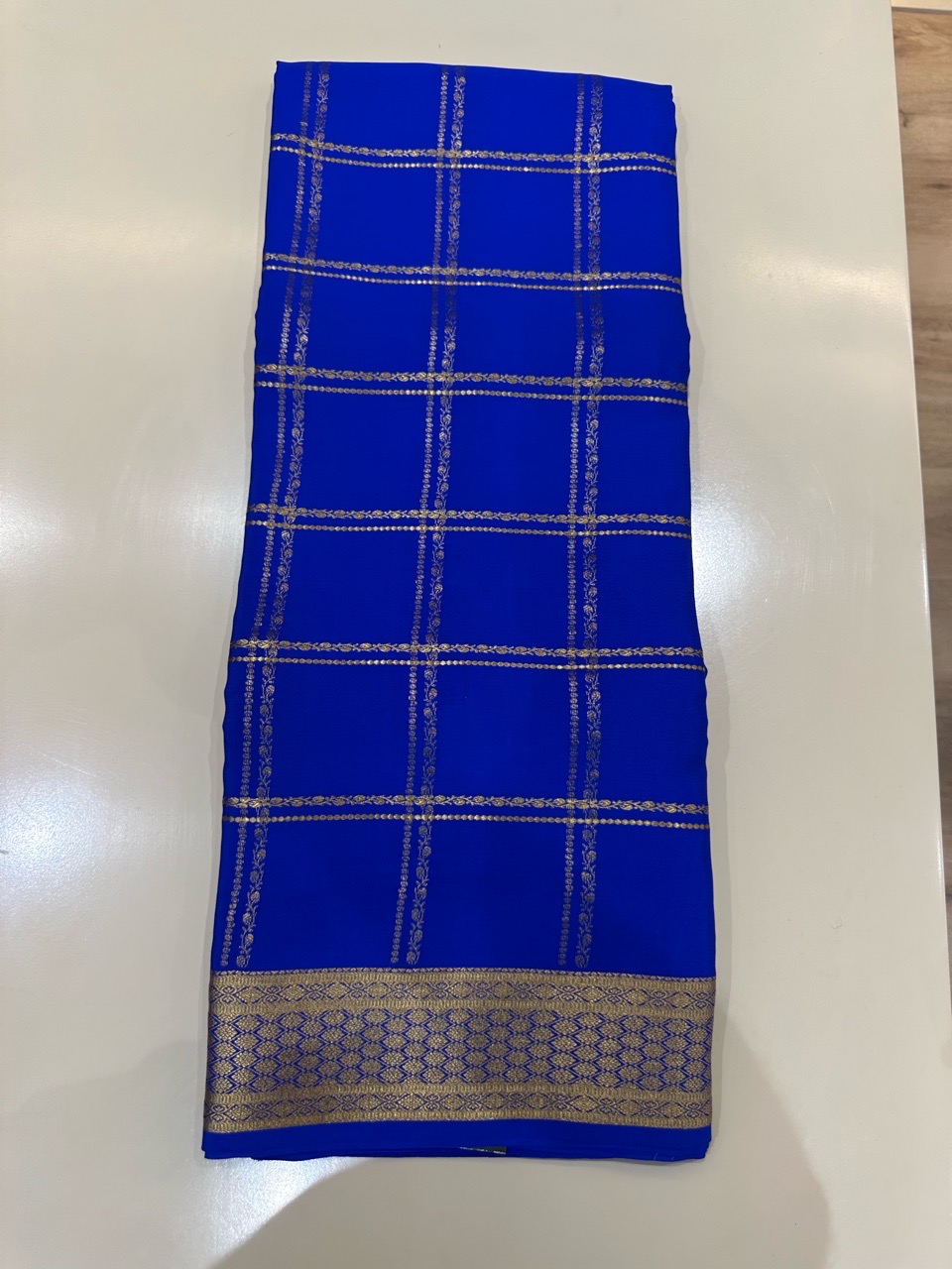 Royal Blue Satin Saree view 2
