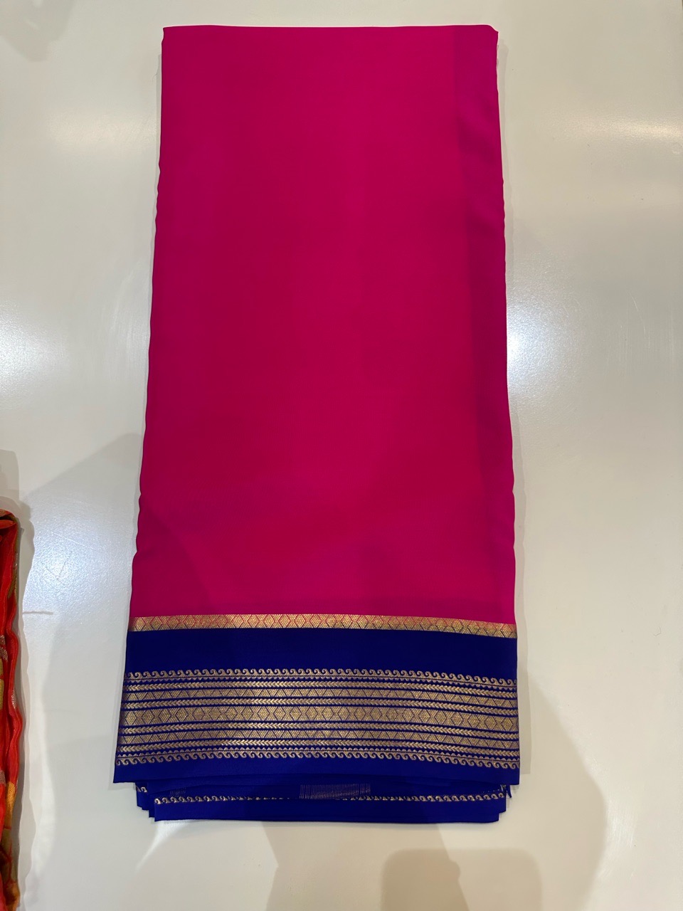 Pink and Blue Saree view 2