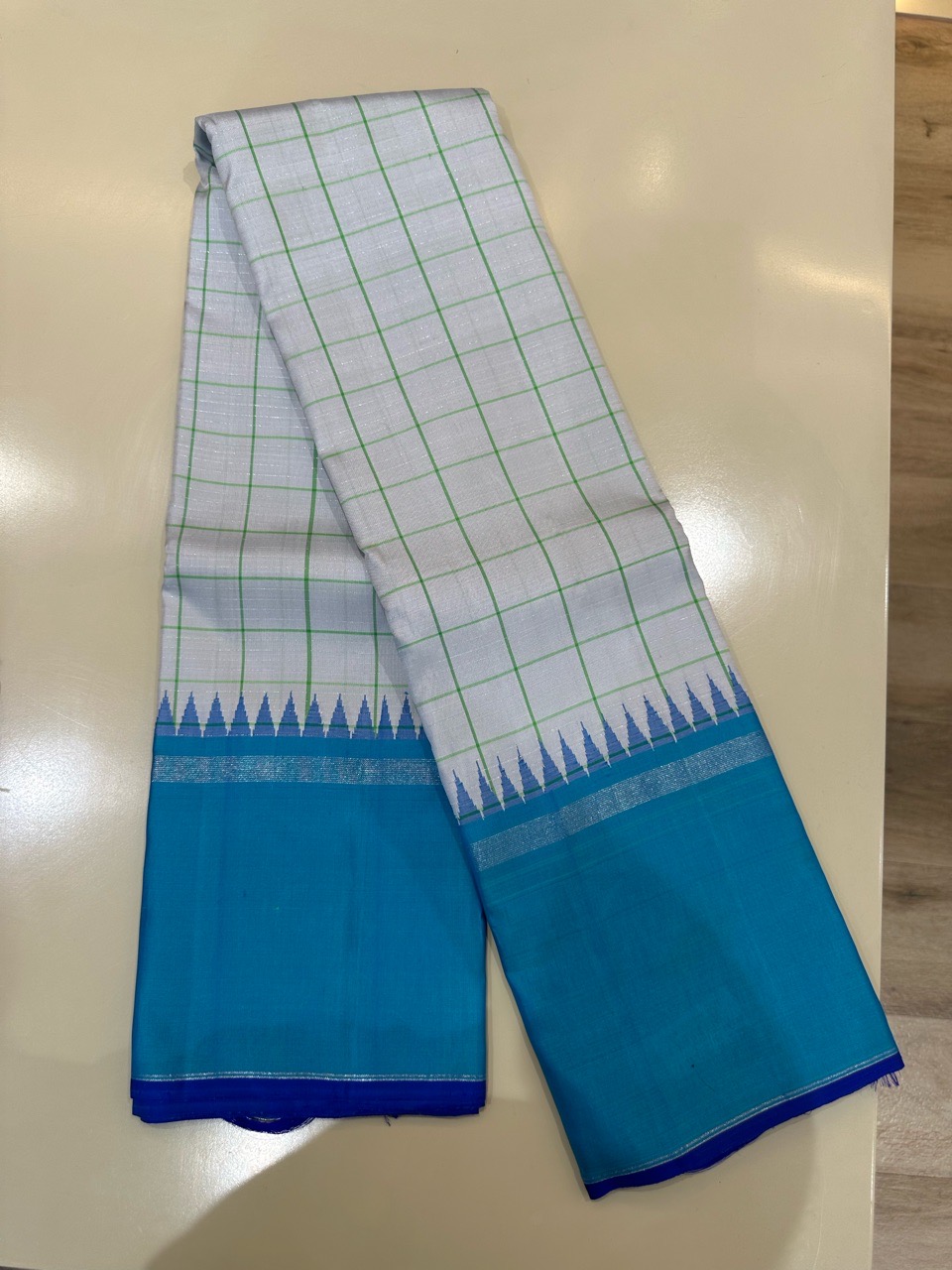 Cotton Blue and White Dupatta view 2