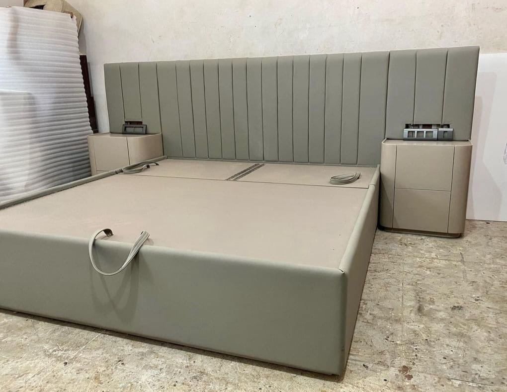 Modern Upholstered Bed with Nightstands view 2