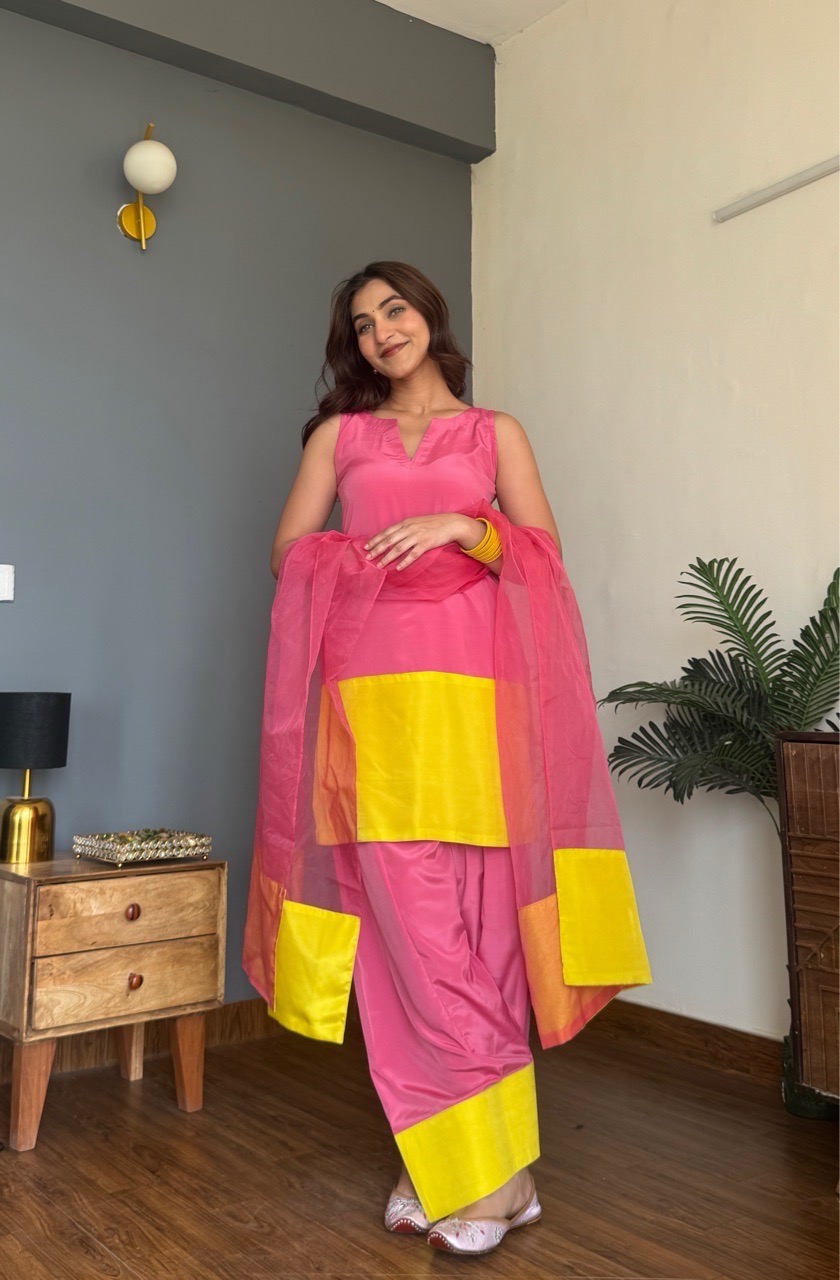 Color Block Farshi Salvar set view 7