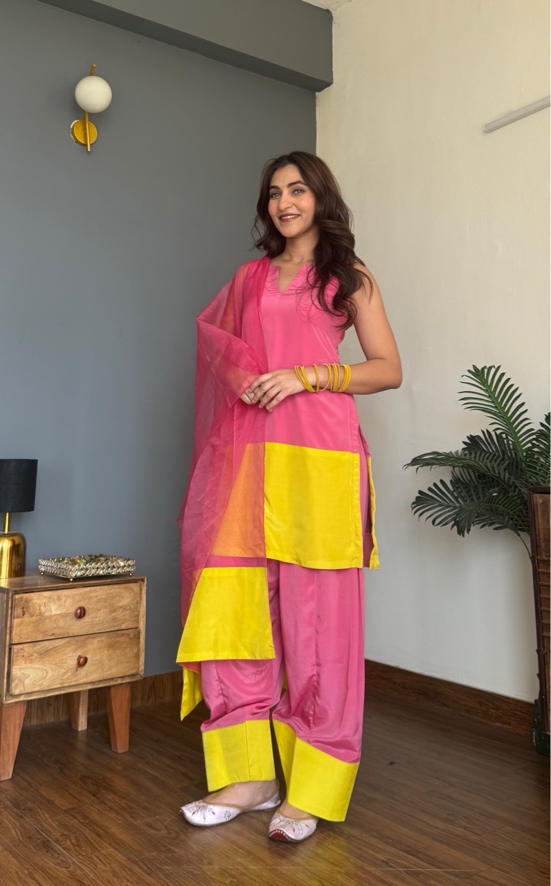 Color Block Farshi Salvar set view 5