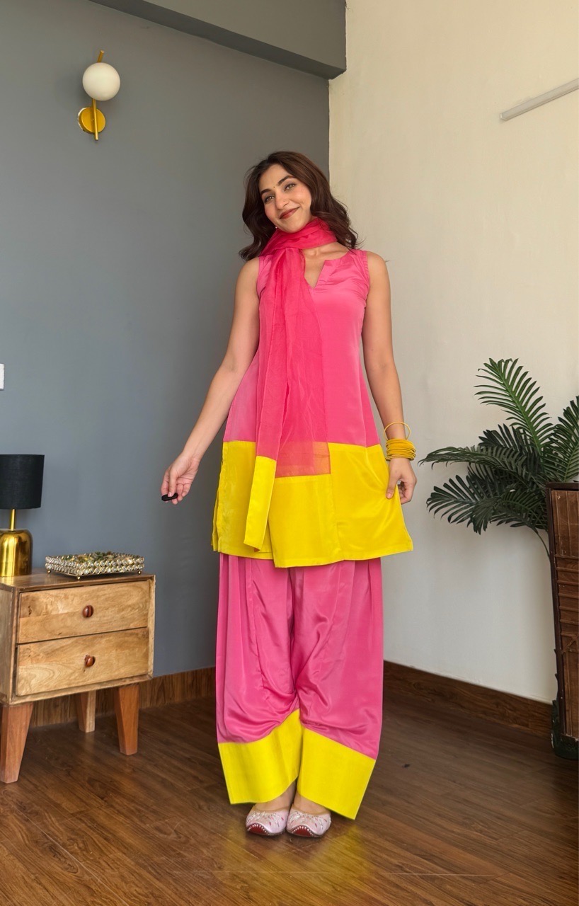 Color Block Farshi Salvar set view 6