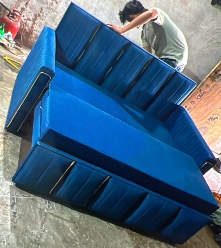 Blue Fabric Sofa view 2
