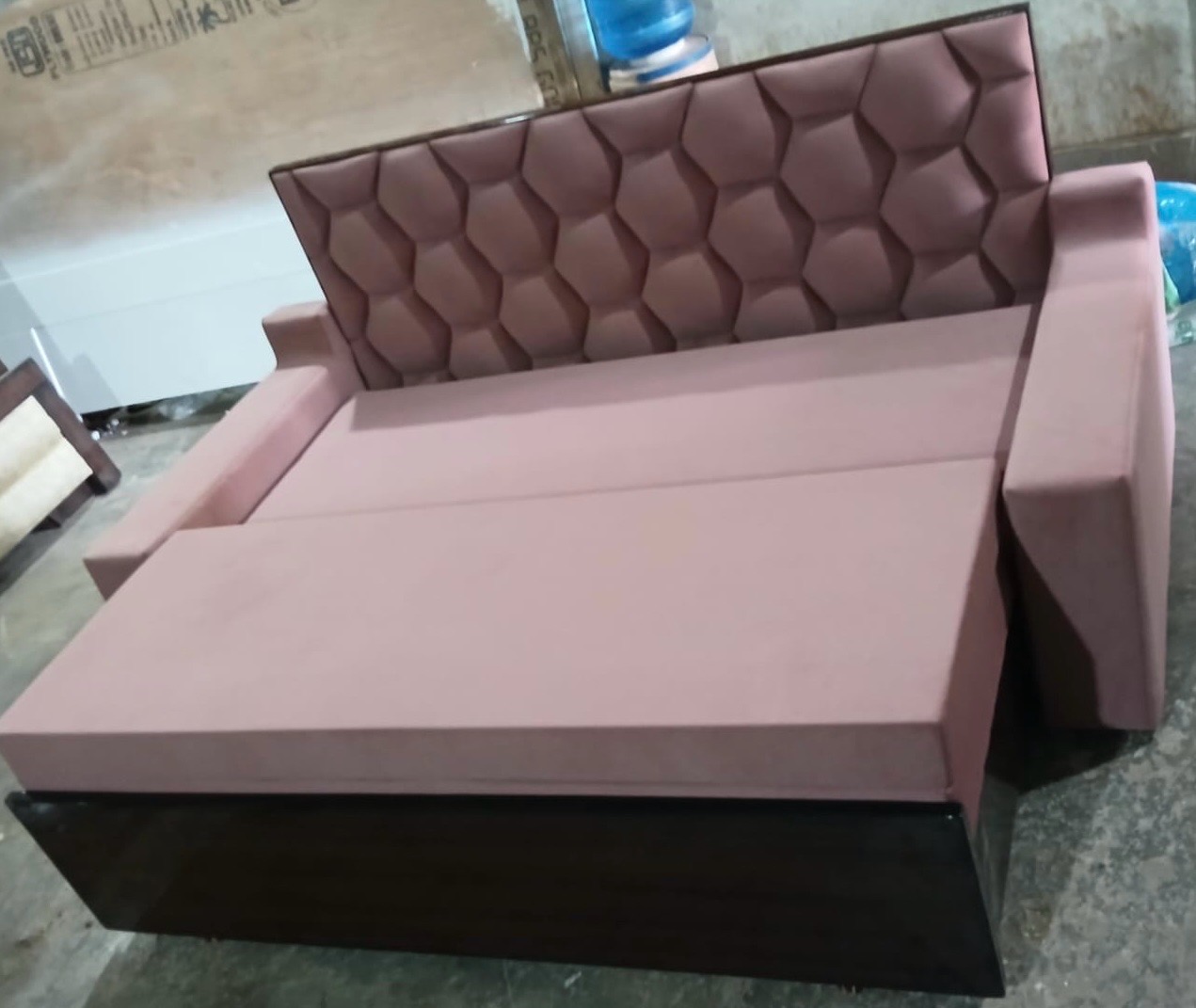 Blue Fabric Sofa Bed view 3
